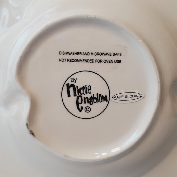 NICOLE ENGBLOM Whimsical CERAMIC FROG POND DRAGONFLY Plate 8" - Picture 4 of 10